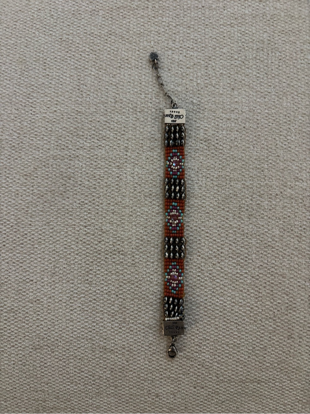 Sundance Multicolor Beaded Floral Bracelet with Silver Accents